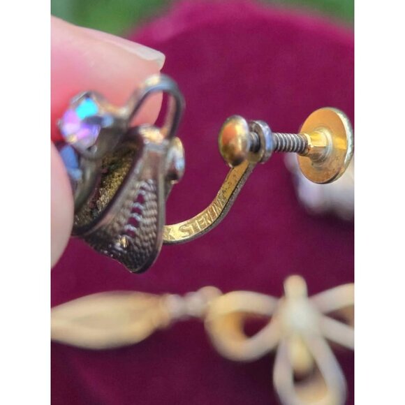 Jay Flex Sterling Silver Filigree Aurora Rhinestone Demi Parure Choker Earrings - Picture 9 of 11